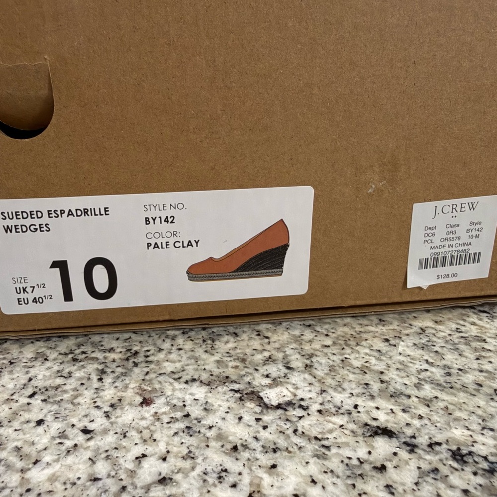 J.Crew Sueded Espadrille Wedges Size 10 NWT Pale Clay - Picture 2 of 8